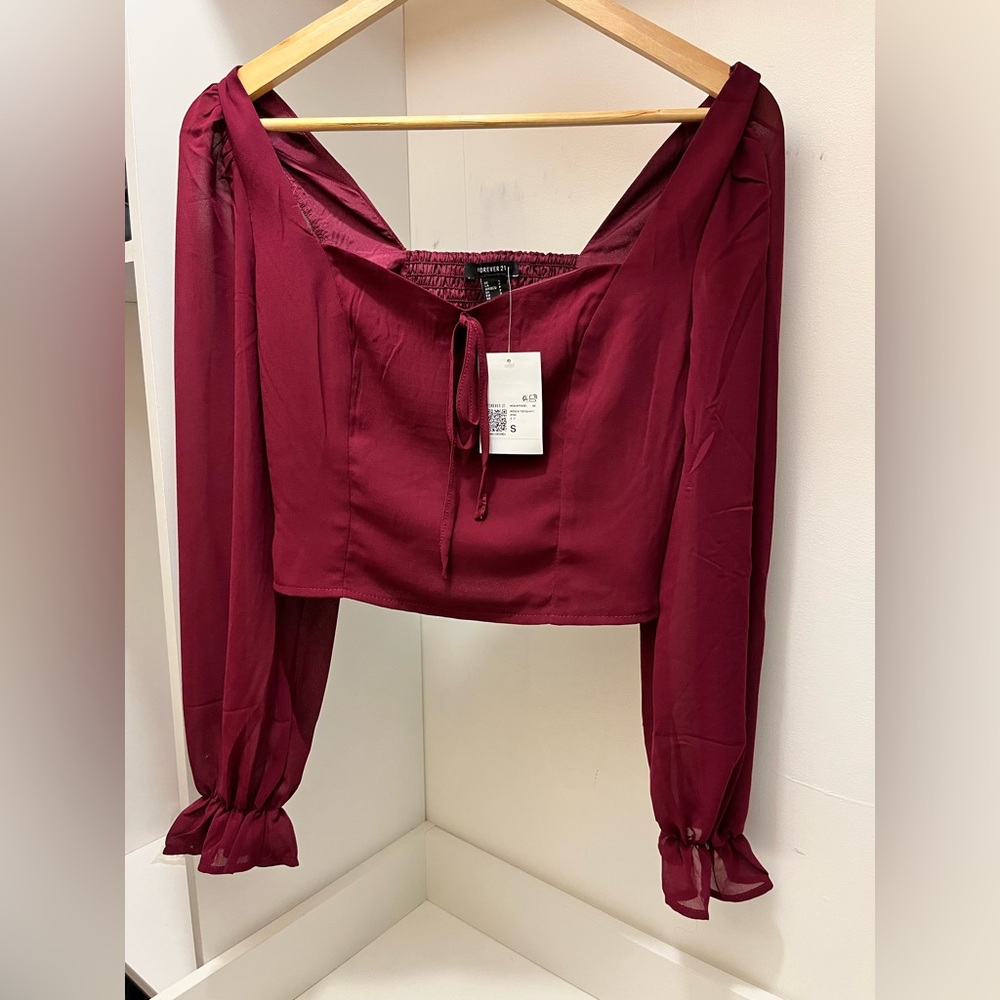 Trumpet-Sleeve Smocked Top